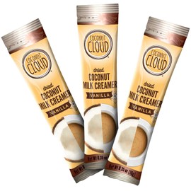 Coconut Cloud: Dairy Free Vegan Coffee Creamer | Vanilla Flavor + MCT Oil = Energy. Lightly Sweetened Coconut Powder Milk. (US Made! Plant Based,Gluten, Lactose & Soy Free, Keto Friendly), Vanilla, 20 Sticks