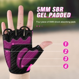 HTZPLOO Bike Gloves Cycling Gloves Biking Gloves for Men Women with Anti-Slip Shock-Absorbing Pad,Light Weight,Nice Fit,Half Finger Bicycle Gloves (Peach Pink, Medium)
