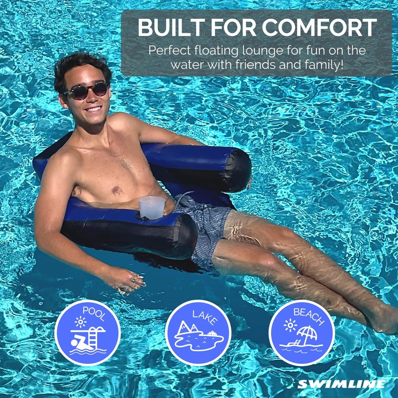 SWIMLINE ORIGINAL Fabric Covered U-Seat Inflatable Pool Lounger | With