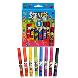 Scentos Fratelli Classic Fragrance Markers for Kids Age 4-8 Years Colored Markers for School Colouring Book Markers by Fratelli (Wide Tip, Pack of 8)