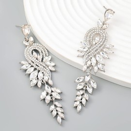 arete colgantes de araña para mujer, aretes de diamantes de imitación de marquesa, racimo de vidrio, novias, boda y novia, Metal, Circonia cúbica