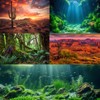 Underwater Aquarium Background Undersea Roman Building with Plants Around Seabed