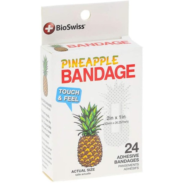BioSwiss Novelty Bandages Self-Adhesive Funny First Aid, Novelty Gag Gift (24pc) (Pineapple)