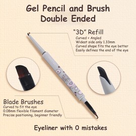 VEECCI Waterproof Gel Eyeliner Pencil - Highly Pigmented, Smudge-proof, Longwearing and Ultra-Fine Tip for Precise Eye Makeup - Built-in Brush for Easy Application - Ideal for women(04 Light Brown)