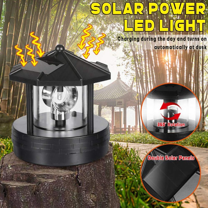 Erthree Garden Solar Lights, Outdoor LED Solar Lighthouse, Durable Rotatable