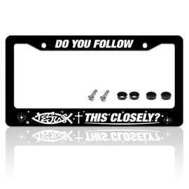 Do You Follow Jesus This Closely License Plate Frame Jesus License Plate Holder Cross for Front or Rear Car Tags Stainless Steel Funny Car Decoration with Screws 6.3 X 12.2 Inch