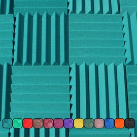 Soundproofing Acoustic Studio Foam - Teal Color - Wedge Style Panels 12”x12”x2” Tiles - 4 Pack