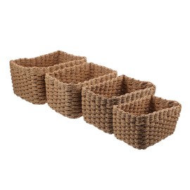 Gatuida 4pcs Handwoven Storage Basket Natural Woven Organizer for Home Bedroom Kitchen Bathroom Lightweight Chic Design for Magazines Newspapers More