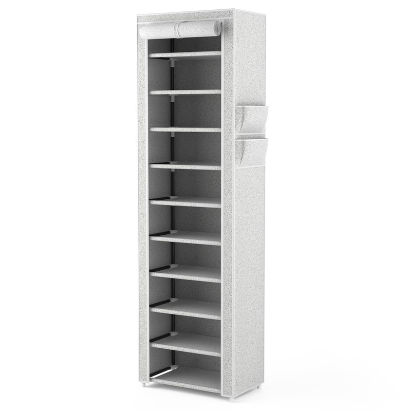 VTRIN 10-Tier Shoe Rack with Cover, Tall Narrow Shoe Organizer,