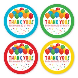32 X 40mm Bright Thank You for Coming to My Party Stickers - 4 Colours Blue Green Red Yellow (32 Stickers) Ideal for Party Bags - Birthday Party Bag Fillers - Made in The UK (Green-Blue-Red-Yellow)