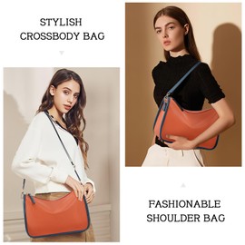 HKCLUF Crossbody Bags for Women Trendy Medium Vegan Leather Crossbody Purse Clutch Shoulder Bag with 2PCS Adjustable Strap (orange)
