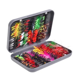 RoseFlower Fishing Lure Bionic Hooks, 100 Pieces Dry/Wet Flies Butterfly Bait Hook for Bass Salmon Trout Pike with Tackle Box - Fly Fishing Flies Hook Spinners Baits Spoon Fishing Equipment
