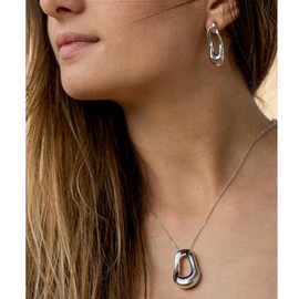 Gargantilla Lineargent Plata Ley 925 m Rodio Colgante 34 mm Forma Oval Irregular, Silver