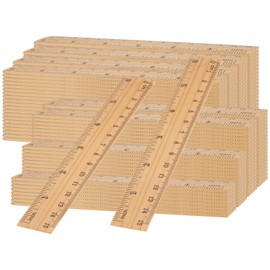 MUKCHAP 144 PCS 15cm/6 Inch Wooden Ruler, Wood Rulers with 2 Scales, Flat Straight Ruler Measuring Tools for Measurements