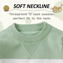 Peecabe Toddler Baby Cable Knit Sweater for Boys Long Sleeve Crewneck Striped Cotton Pullover Sweatshirt Fall Winter 1-5T (5T, Sage Green)