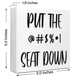 Funny Barthroom Wood Block Signs,Put the Seat Down Wooden Box Sign for Barthroom Shelf Toilet Tabletop Desk Decor,Humorous Barthroom Sign Decor V563