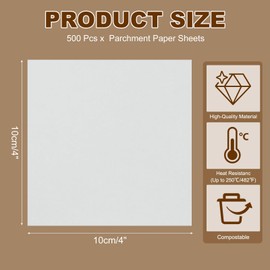 sourcing map 500 Pcs Unbleached Parchment Paper Baking Sheets Squares, 4 Inch Hamburger Patty Paper, for Baking Grilling or Meat Storage, White
