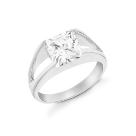 Tuscany Silver Women's Sterling Silver Square Cubic Zirconia Ring - Size P