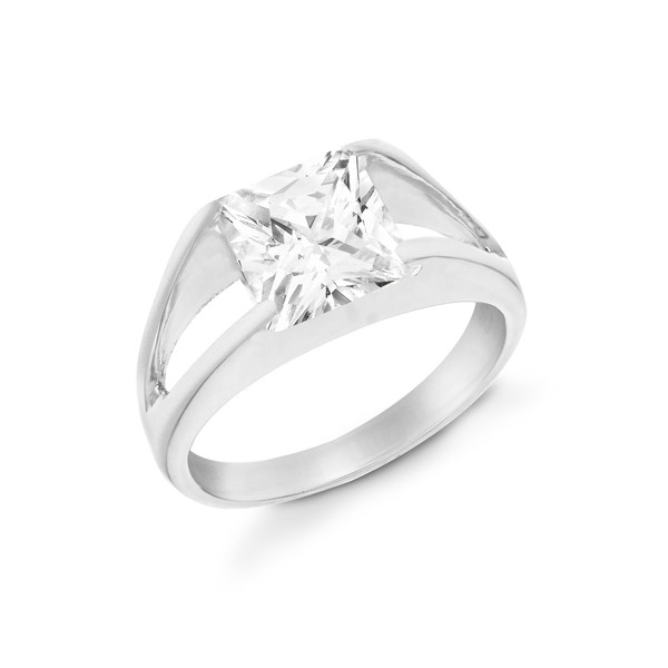 Tuscany Silver Women's Sterling Silver Square Cubic Zirconia Ring -