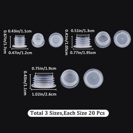 GORGECRAFT Pack of 60 Plastic Bottle Caps in 3 Sizes with Pull Ring Salt and Pepper Shaker Caps Transparent Replacement Stopper 11 mm 13 mm 19 mm Inner Diameter Reusable for Pipes