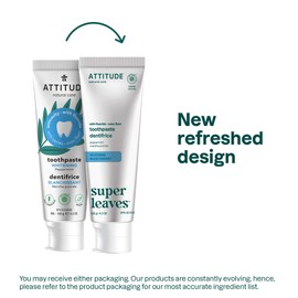 Attitude Whitening Toothpaste with Fluoride, Peppermint Flavor, Vegan & Cruelty-Free, Sugar-Free, Plant & Mineral-Based Ingredients, Clean Oral Care, 4.2 Oz