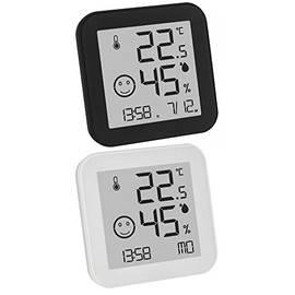 TFA-Dostmann Digital Thermo-Hygrometer with Comfort Zone Black & White TFA 30.5054 E-Ink Display - High Contrast and Anti-Glare (Set of 2 Black + White)