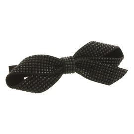 VINGTAINE H-751-BK Studded Style Ribbon Barrette Head Access, Simple Hair Accessories, Black