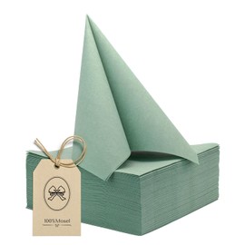 100% Mosel Airlaid Napkins, Pack of 50 (40 x 40 cm), in Eucalyptus Green - Fabric-Like & Coloured on Both Sides - Premium Table Decoration for Wedding, Communion, Confirmation, Christening & Birthday
