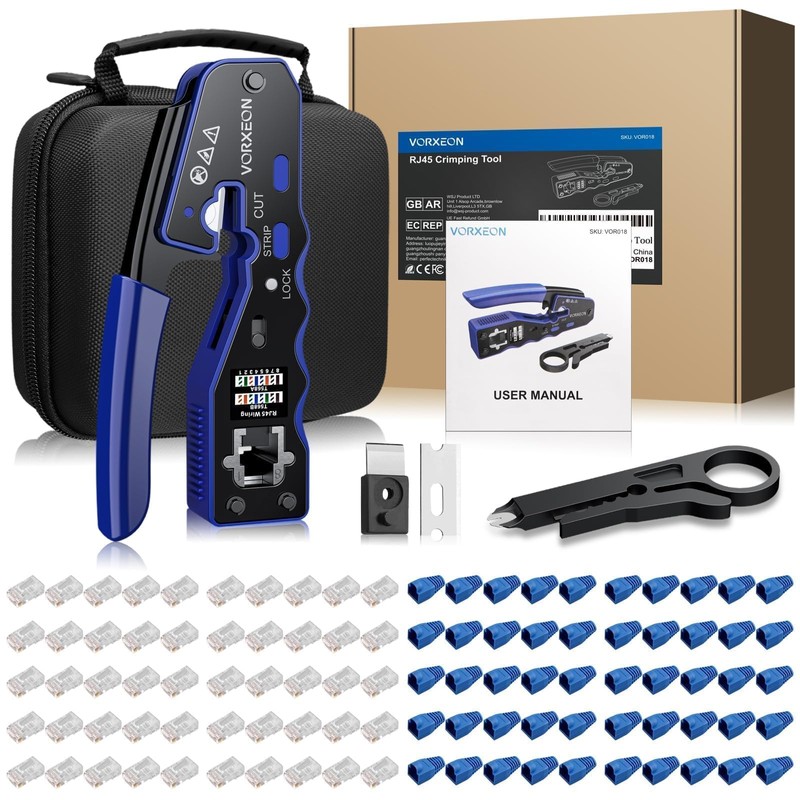 VORXEON RJ45 Crimp Tool Kit Ethernet Cat 6 Crimping Tool