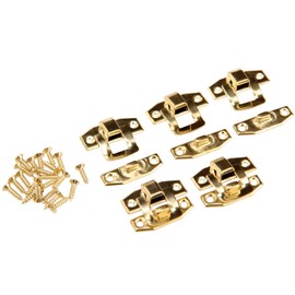 dophee 5Pcs Antique Brass Decorative Hasp Latch with Screws for Wooden Box Jewelry Box Toggle Cabinet Suitcase Chest Trunk - 0.91"x0.79"