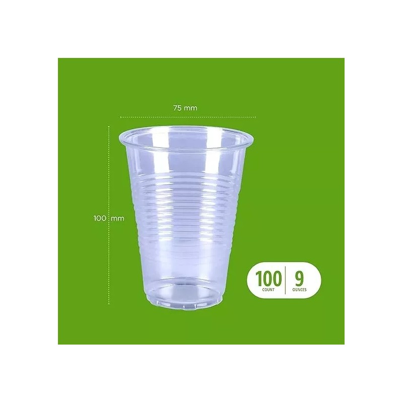 100-Pack 9 oz Clear Disposable Plastic Cups | Heavy Duty