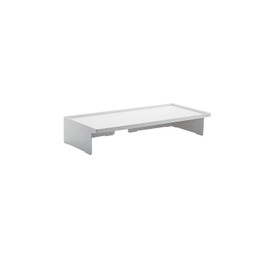 Poppin Key Monitor Riser - White Base and Legs. Lacquer-Like Painted Finish and Durable Wood-Grain Laminates. Holds Up to 60 Lbs. Doubles as All Purpose Shelf.
