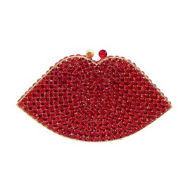 BCVWQXA Women Lip Evening Clutch Luxury Glitter Rhinestone Handbag Wedding Party Prom Purse, Red
