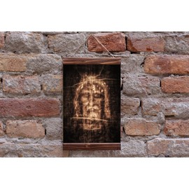 Shroud of Turin Face of Jesus The Holy Linen Wood Framed Canvas Print, Perfect Christian Gift Size: 11.8" x 15.7" (30cm x 40cm)