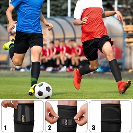 BNGXR Football Shin Pads, Shin Pads with Non-Slip Sleeves and Optimised Pocket, Double Layer Shin Pads, Football, for Protection of Legs, for Children, Teenagers, Adults