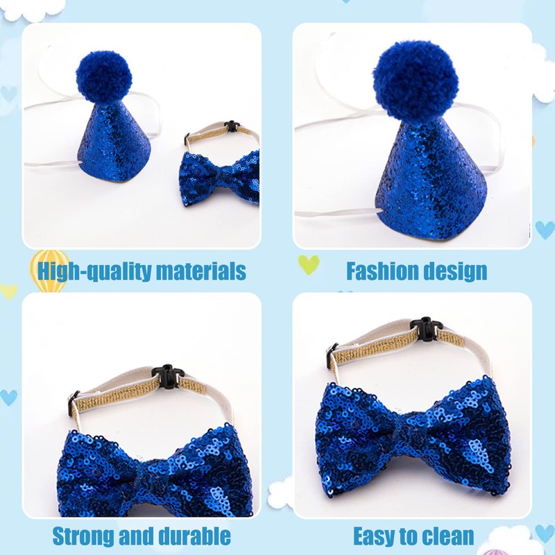 Pet Hat and Bow Tie, 2pcs/Set Dog Cat Birthday Cap