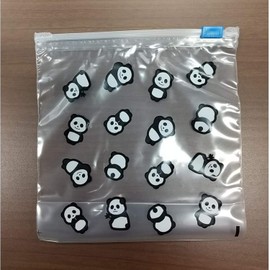 System Polymer PND-0610 Sliding Zipper Storage Bags, 5.9 x 5.9 inches (15 x 15 cm), Thickness: 0.06 mm, Panda Pattern, Transparent, 10 Pieces