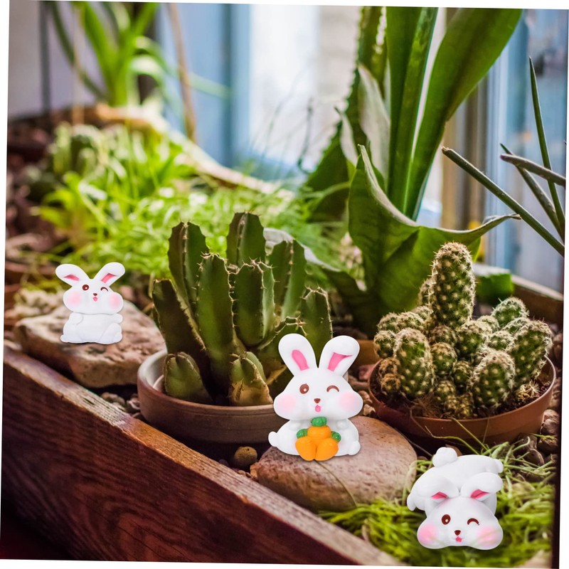 ABOOFAN 6Pcs Desktop Bunny Ornament Lovely Rabbit Figurines for Micro