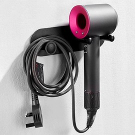 Hair Dryer Holder Wall Mounted Compatible for Dyson Supersonic with Hook, Blow Dryer Holder for Bathroom Cabinet,Black