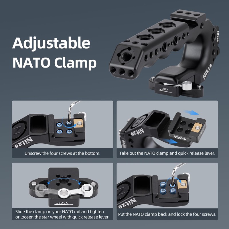 Nitze NATO Top Handle,Camera Cage Handgrip with Built-in NATO Rail,