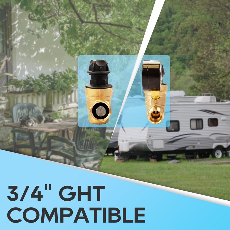 RVGUARD RV Water Pressure Regulator Valve With An Adjustable Knob,