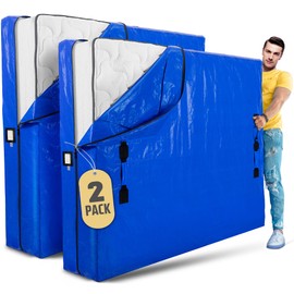 Mattress Bags for Moving with 8 Handles - Extra-Thick Mattress Bag for Moving - Reusable Mattress Storage Bag - Mattress Cover for Moving with Zipper, Moving Mattress Bag Protector (King - 2 Pack, Blue)