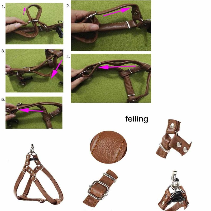 Dog Harness Leather Soft Harness Adjustable Chest Harnesses Norwegian Pet