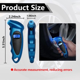 Kewucn Digital Tire Pressure Gauge, 150 PSI 4 Settings for Auto Truck Bicycle, Accurate Tire Pressure Tool with Backlit LCD&Non-Slip Grip, Universal Car Accessories for Pressure Check (Blue)