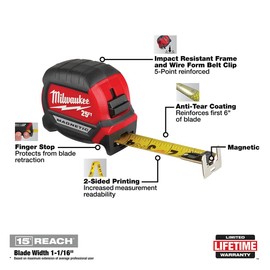 MILWAUKEE 25Ft Compact Magnetic Tape Mea