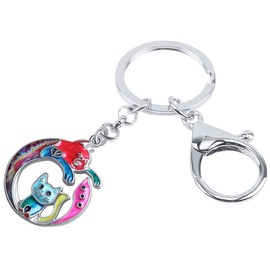 Enamel Alloy Mothers Day Cat Keychain Mom Gifts Kitten Charms for Women Girls Bag Wallet (Multicolor)