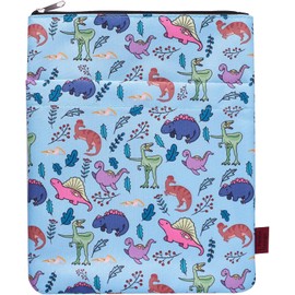 Fundas de libro de dinosaurios para libros de bolsillo, fundas de libro con cierre, regalos de dinosaurio, para amantes de los libros, protector de libros de 27.94 cm x 22.1 cm