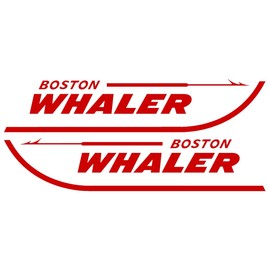 Imagnt Studio Set of 2 Boston Whaler Decals for Boat Hull, Marine Grade Restoration Sticker kit (Red, 24 inches)