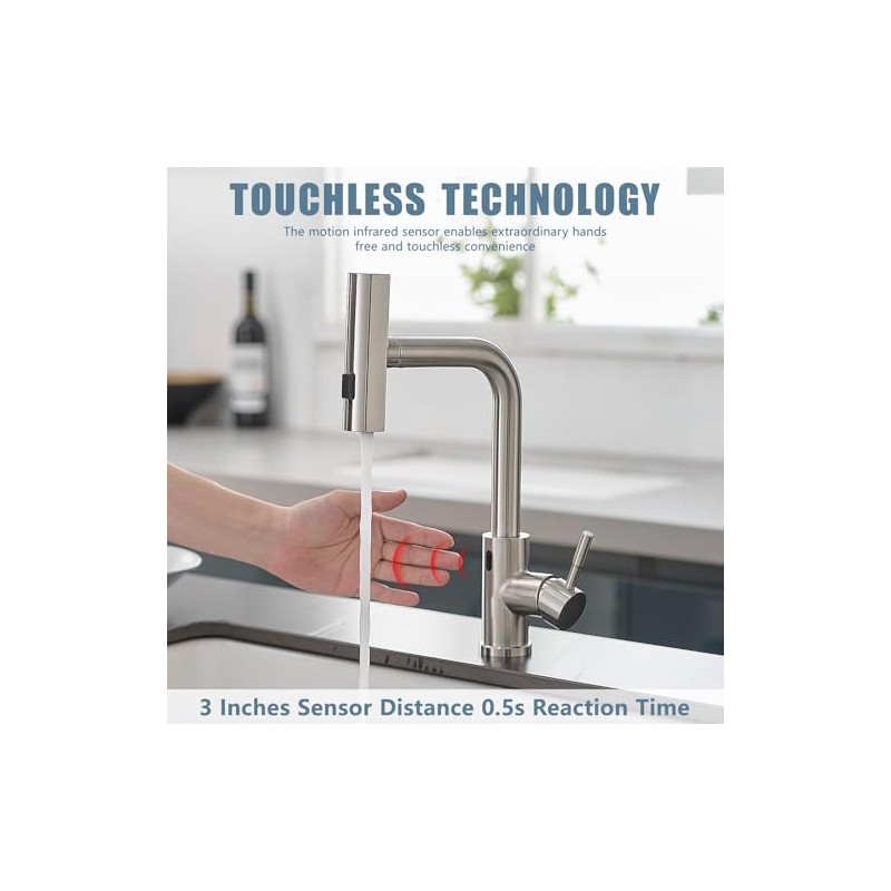 GIMILI Touchless Kitchen Faucet with Pull Down Sprayer, 15” Hight