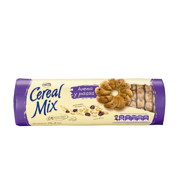 Cereal Mix Arcor Cereal Mix Galletas Avena y Pasas Oatmeal and Raisins Seeds Cookies from Uruguay, 230 g / 8.11 oz